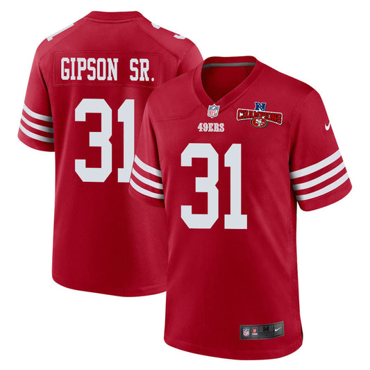 Tashaun Gipson Sr. 31 San Francisco 49ers NFC Champions Patch Game Jersey – Scarlet JS9633