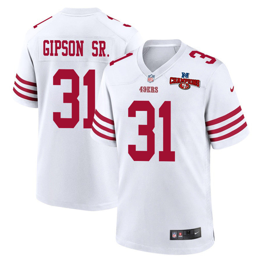 Tashaun Gipson Sr. 31 San Francisco 49ers NFC Champions Patch Game Jersey – White JS8985