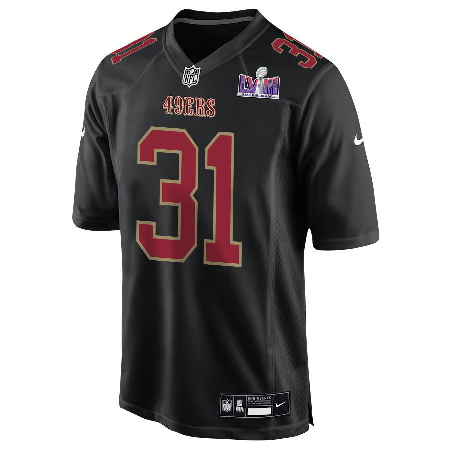 Tashaun Gipson Sr. 31 San Francisco 49ers Super Bowl LVIII Patch Fashion Game Jersey – Carbon Black JS9521