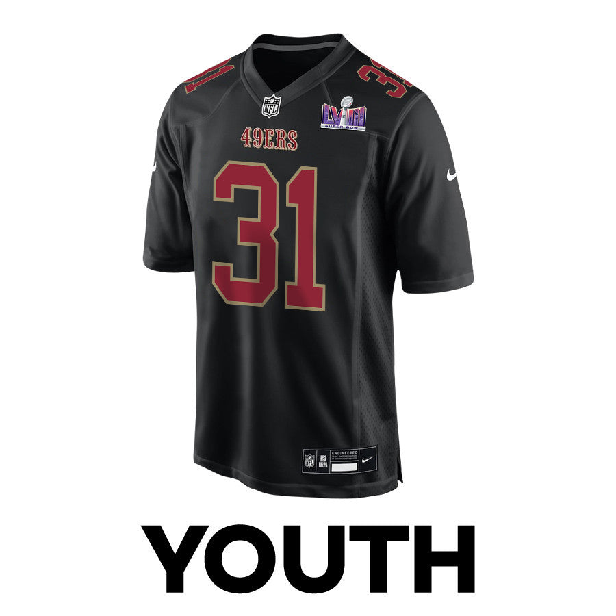 Tashaun Gipson Sr. 31 San Francisco 49ers Super Bowl LVIII Patch Fashion Game Jersey – Carbon Black JS5756