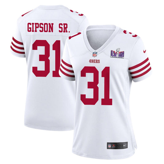 Tashaun Gipson Sr. 31 San Francisco 49ers Super Bowl LVIII Patch Game Jersey – White JS4695