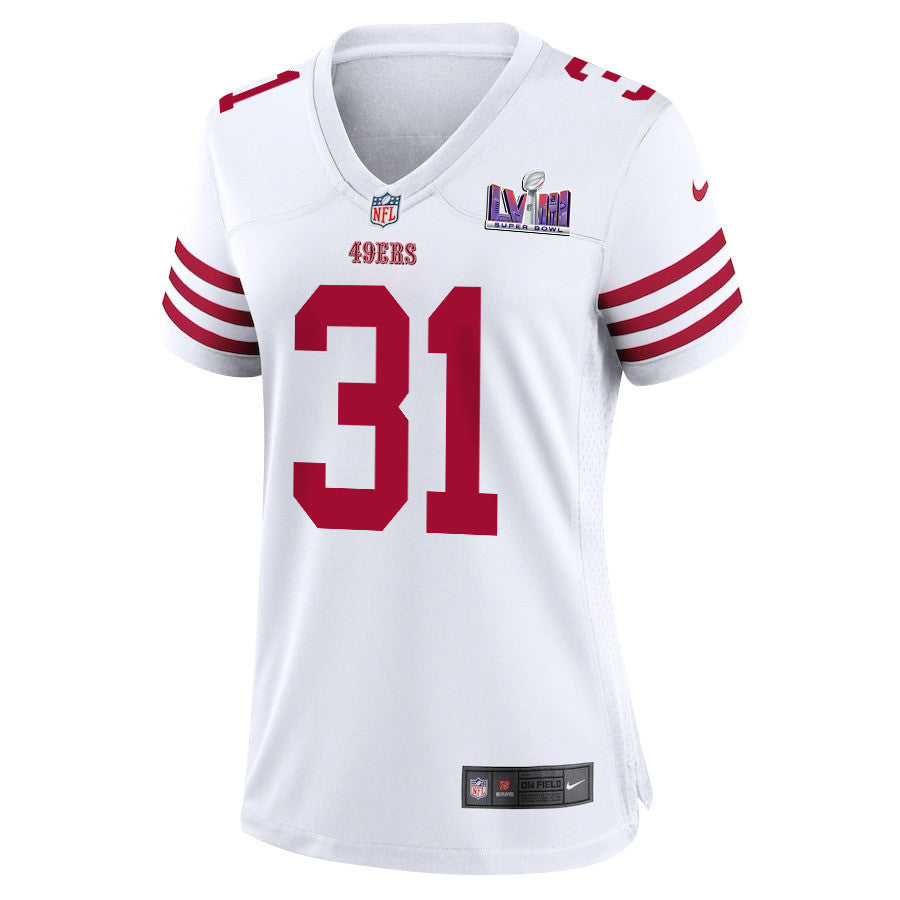 Tashaun Gipson Sr. 31 San Francisco 49ers Super Bowl LVIII Patch Game Jersey – White JS4695