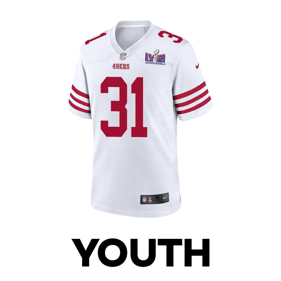 Tashaun Gipson Sr. 31 San Francisco 49ers Super Bowl LVIII Patch Game Jersey – White JS7699