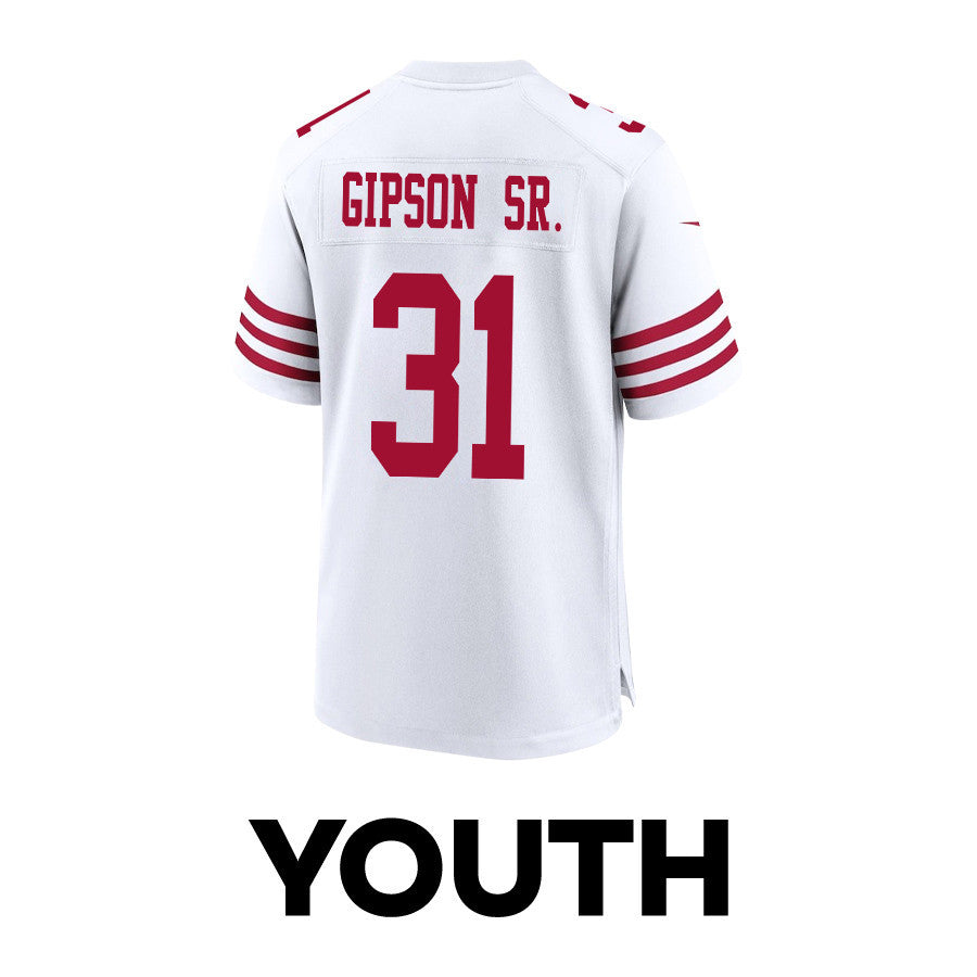 Tashaun Gipson Sr. 31 San Francisco 49ers Super Bowl LVIII Patch Game Jersey – White JS7699