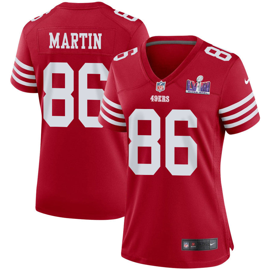 Tay Martin 86 San Francisco 49ers Super Bowl LVIII Patch Game Jersey – Scarlet JS9848