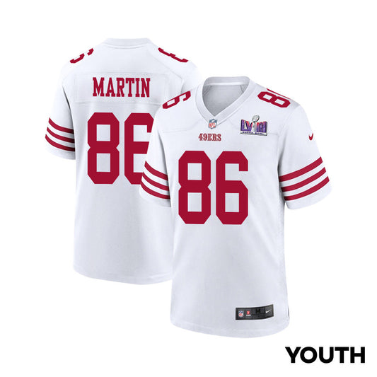 Tay Martin 86 San Francisco 49ers Super Bowl LVIII Patch Game Jersey – White JS4689