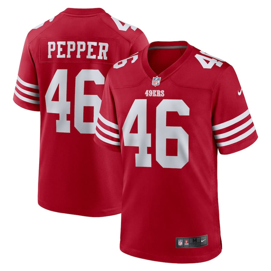 Taybor Pepper 46 San Francisco 49ers Game Jersey – Scarlet JS7881