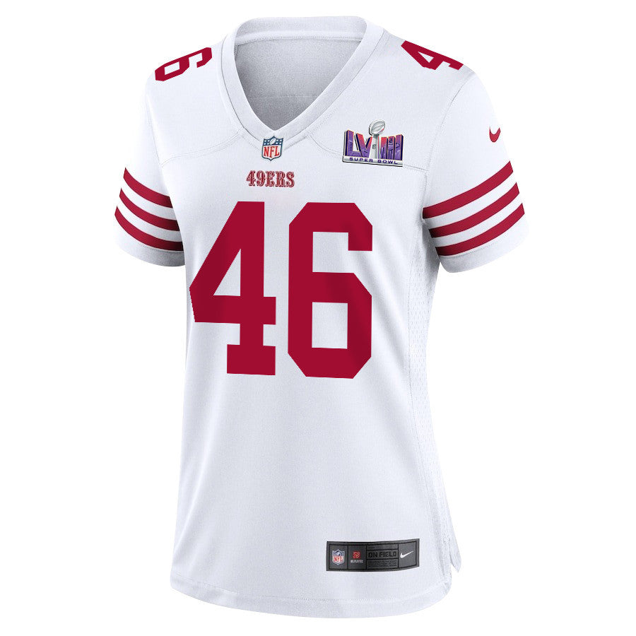 Taybor Pepper 46 San Francisco 49ers Super Bowl LVIII Patch Game Jersey – White JS1230