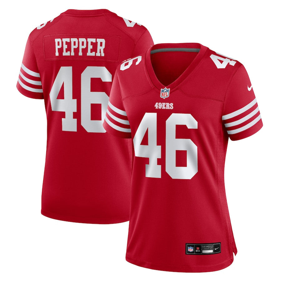 Taybor Pepper 46 San Francisco 49ers Game Jersey – Scarlet JS9798