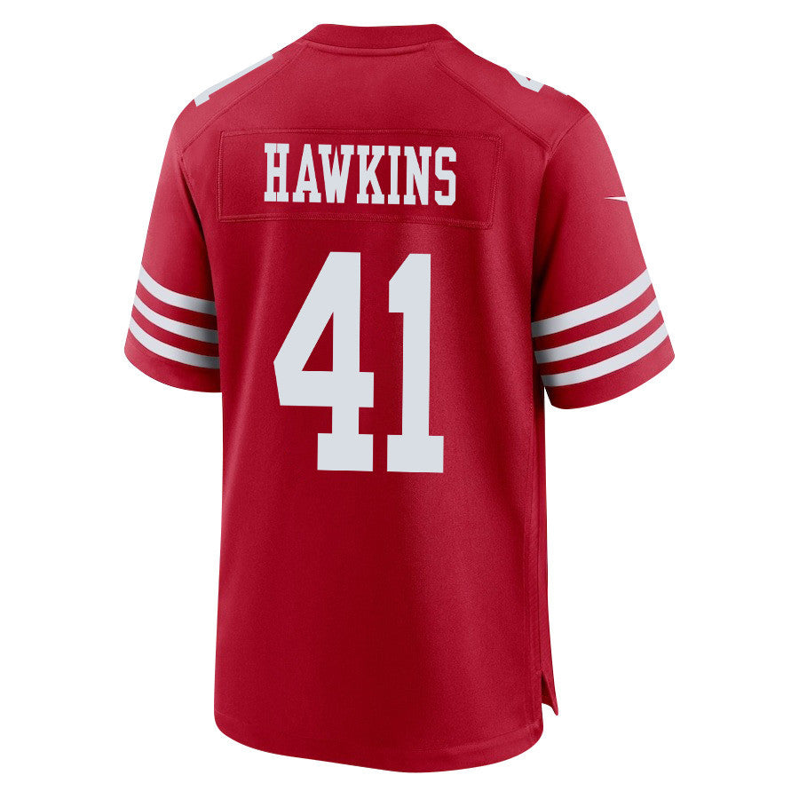 Tayler Hawkins 41 San Francisco 49ers NFC Champions Patch Game Jersey – Scarlet JS2027
