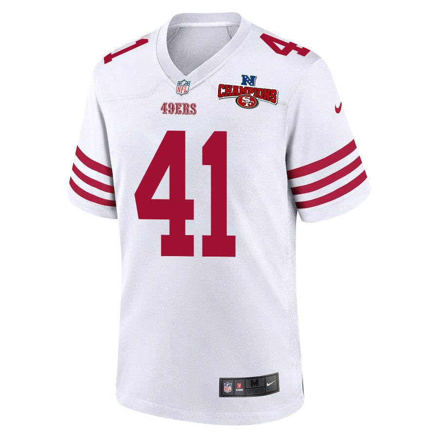Tayler Hawkins 41 San Francisco 49ers NFC Champions Patch Game Jersey – White JS2830