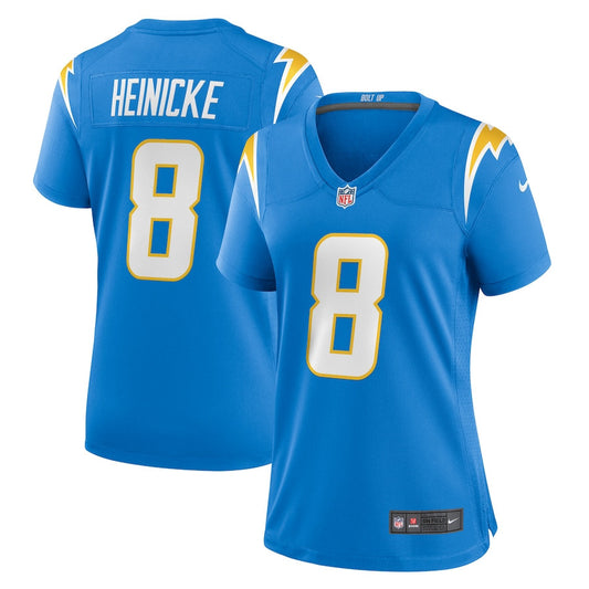 Taylor Heinicke 8 Los Angeles Chargers Game Jersey – Powder Blue JS2996