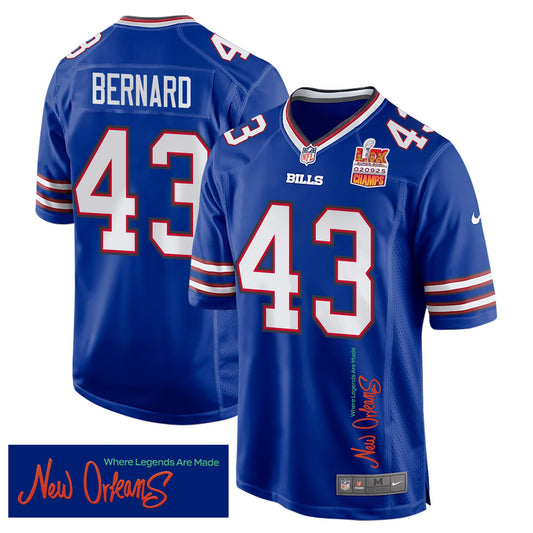 Terrel Bernard 43 Buffalo Bills Super Bowl LIX Champions Patch 'New Orleansy – Roya