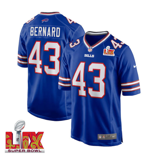 Terrel Bernard #43 Buffalo Bills Super Bowl LIX Jersey – – Royal JS6914