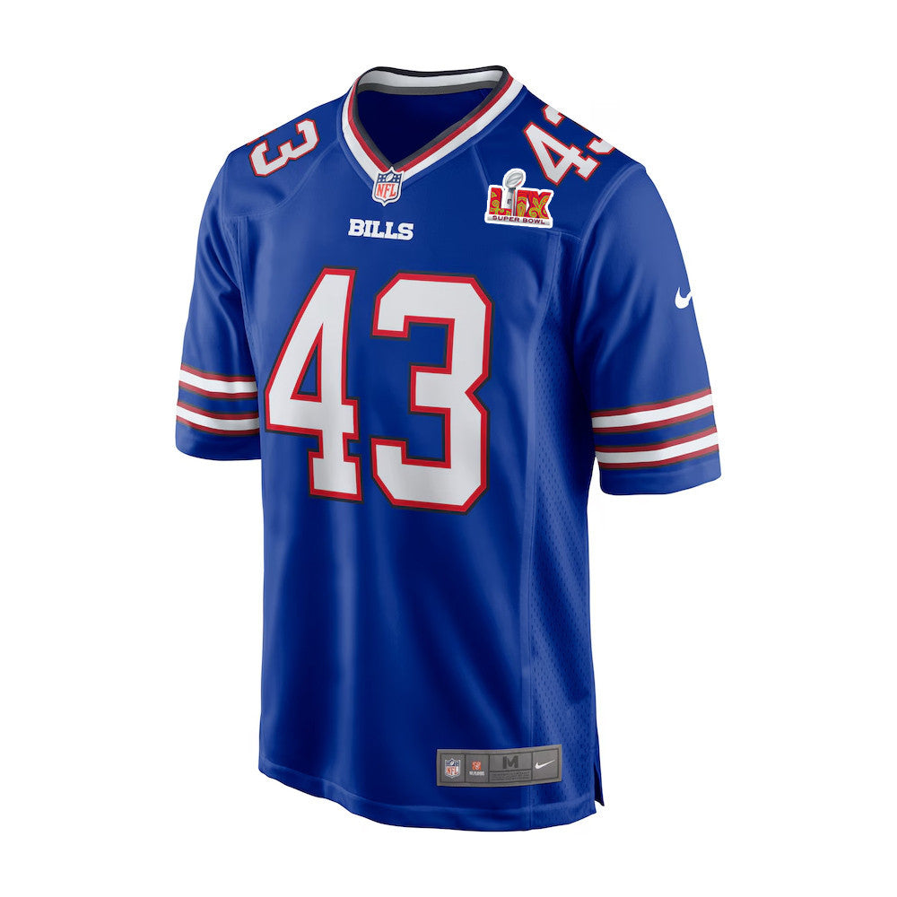 Terrel Bernard #43 Buffalo Bills Super Bowl LIX Jersey – – Royal JS6914