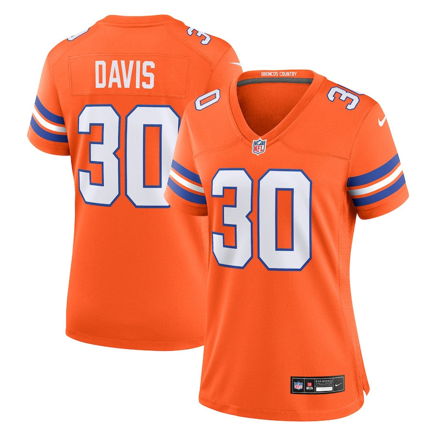 Terrell Davis 30 Denver Broncos Mile High Collection 1977 Throwback Retired Player Game Jersey – Orange JS5725