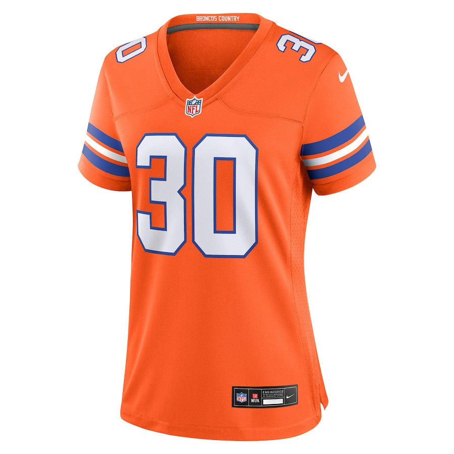 Terrell Davis 30 Denver Broncos Mile High Collection 1977 Throwback Retired Player Game Jersey – Orange JS5725