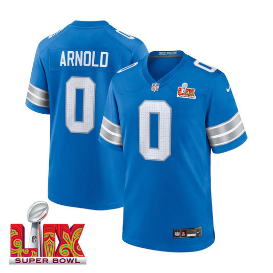 Terrion Arnold #0 Detroit Lions Super Bowl LIX Jersey – – Blue JS6637