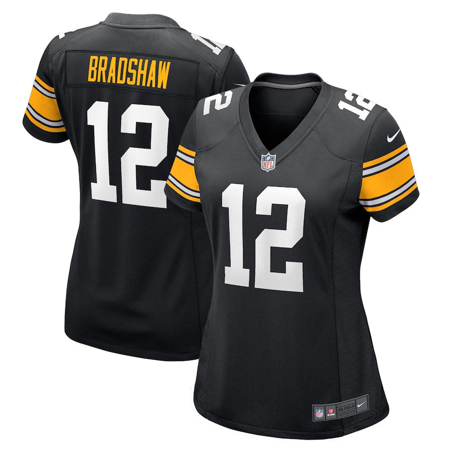 Terry Bradshaw 12 Pittsburgh Steelers Retired Jersey – Black JS8735