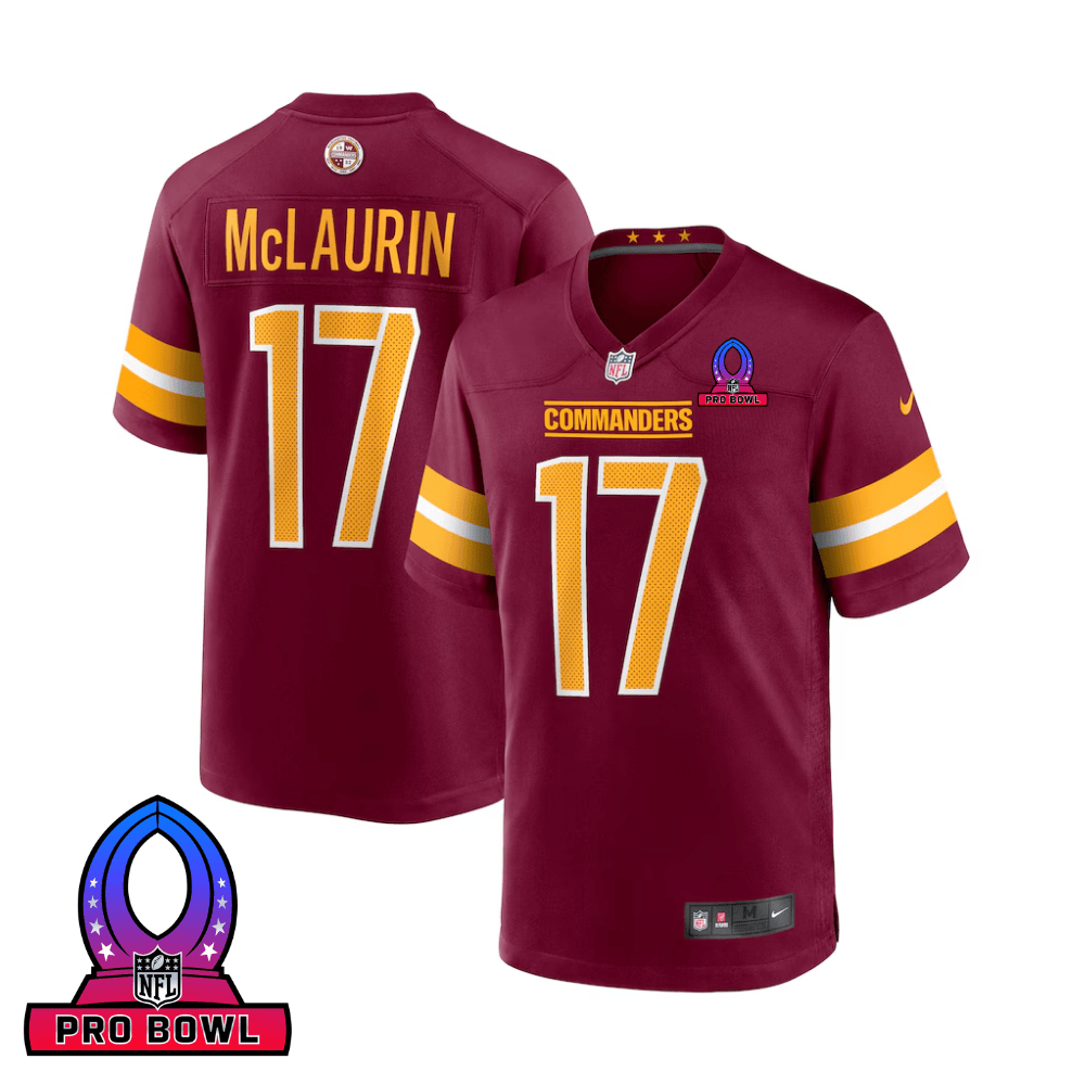 Terry McLaurin 17 Washington Commanders 2025 Pro Bowl Patch Game Jersey – Burgundy JS7679