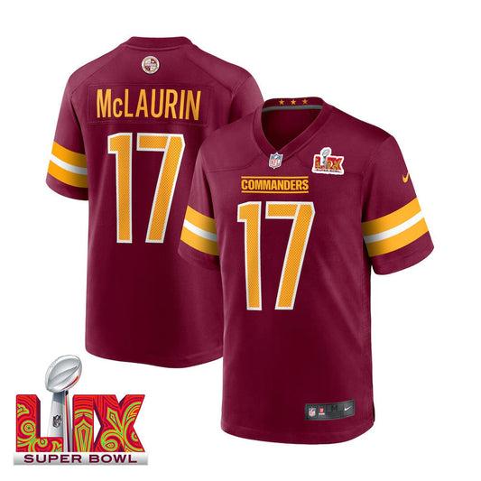 Terry McLaurin #17 Washington Commanders Super Bowl LIX Jersey – – Burgundy JS6756