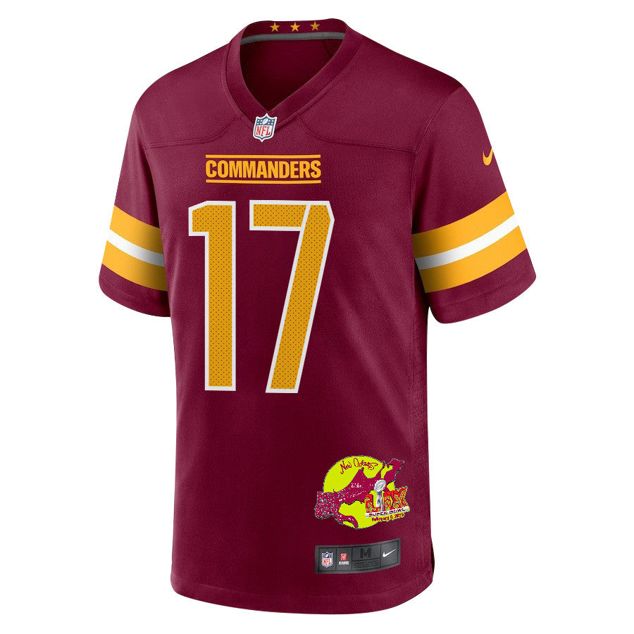 Terry McLaurin 17 Washington Commanders Super Bowl LIX New Orleans Patch Game Jersey – Burgundy JS9316