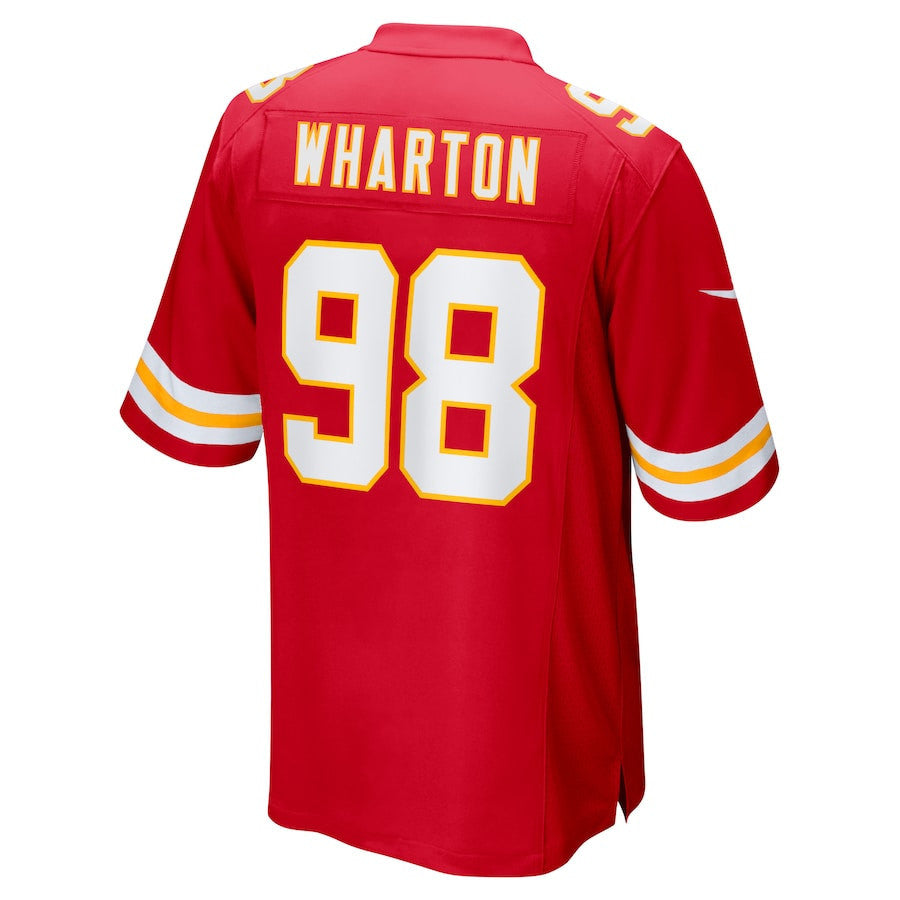 Tershawn Wharton #98 Kansas City Chiefs Super Bowl LIX Jersey – – Red JS1349