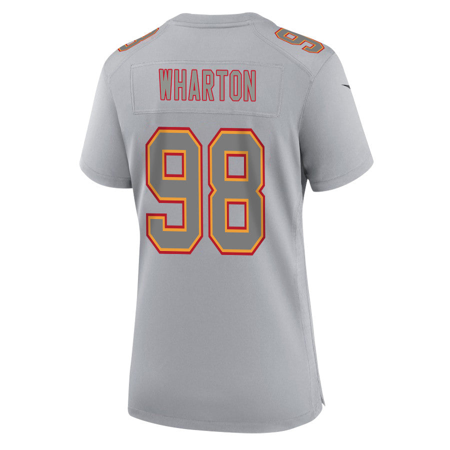Tershawn Wharton 98 Kansas City Chiefs Super Bowl LVIII Champions 4X Atmosphere Fashion Game Jersey – Gray JS7497