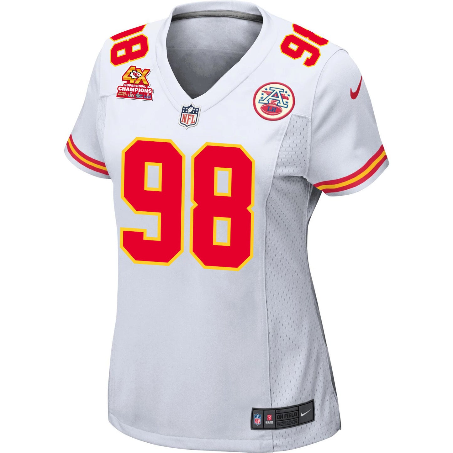 Tershawn Wharton 98 Kansas City Chiefs Super Bowl LVIII Champions 4X Game Jersey – White JS7654