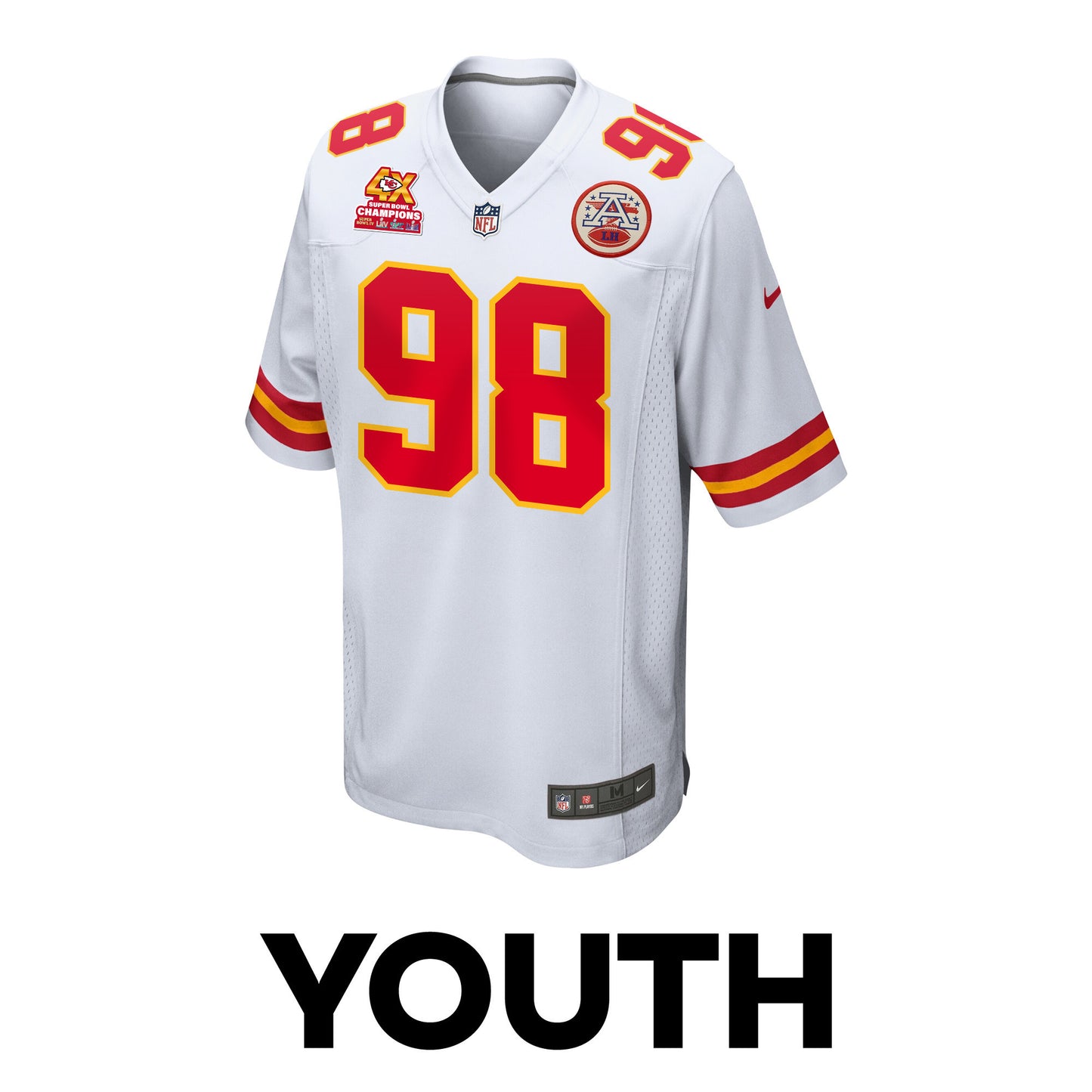 Tershawn Wharton 98 Kansas City Chiefs Super Bowl LVIII Champions 4X Game Jersey – White JS4309
