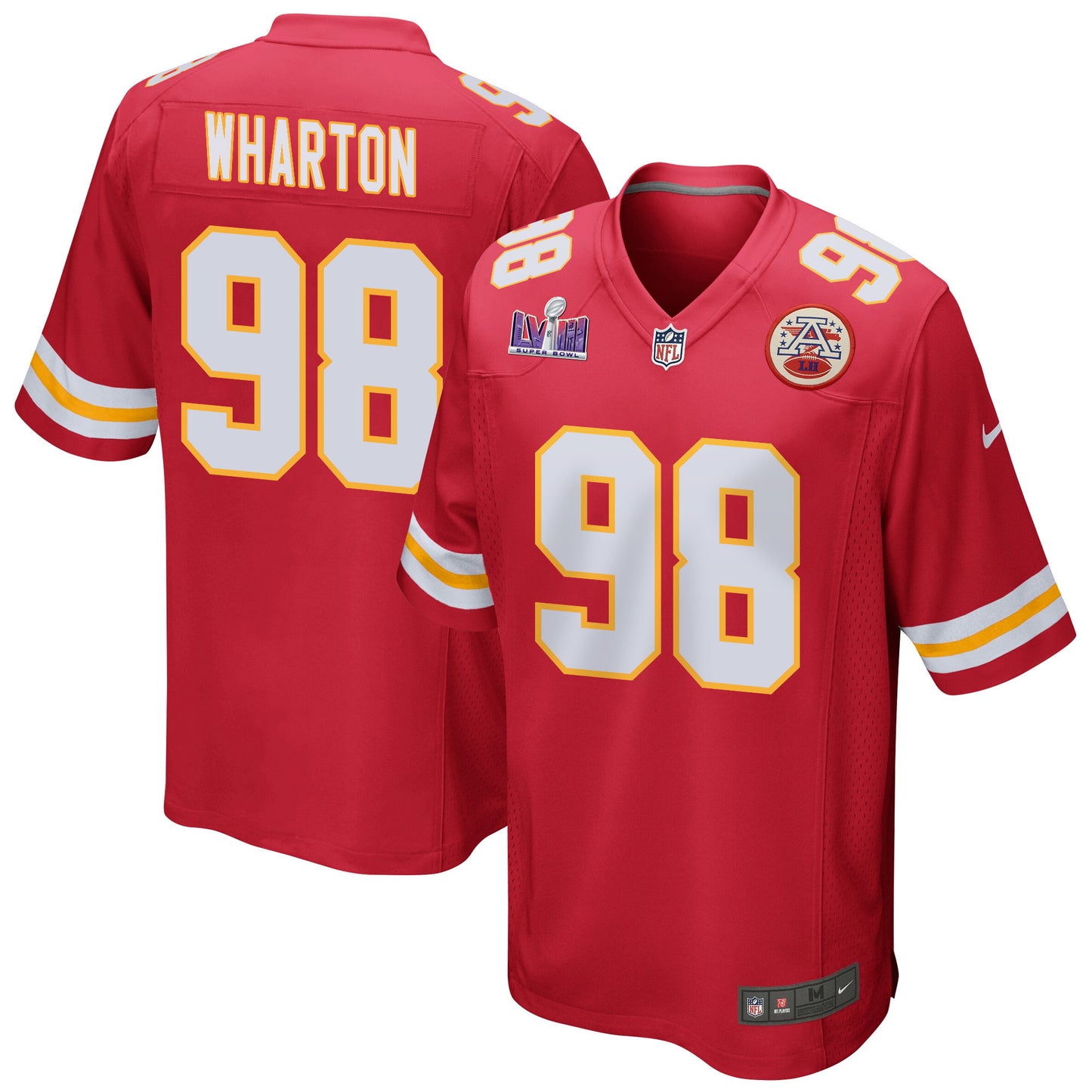 Tershawn Wharton 98 Kansas City Chiefs Super Bowl LVIII Patch Game Jersey – Red JS6111