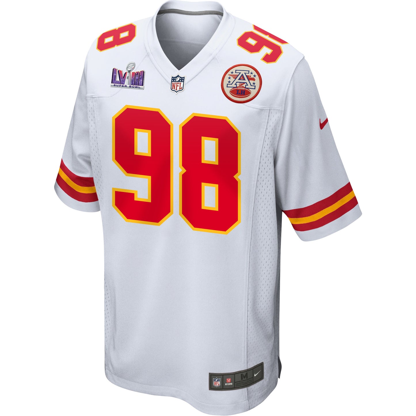 Tershawn Wharton 98 Kansas City Chiefs Super Bowl LVIII Patch Game Jersey – White JS4118