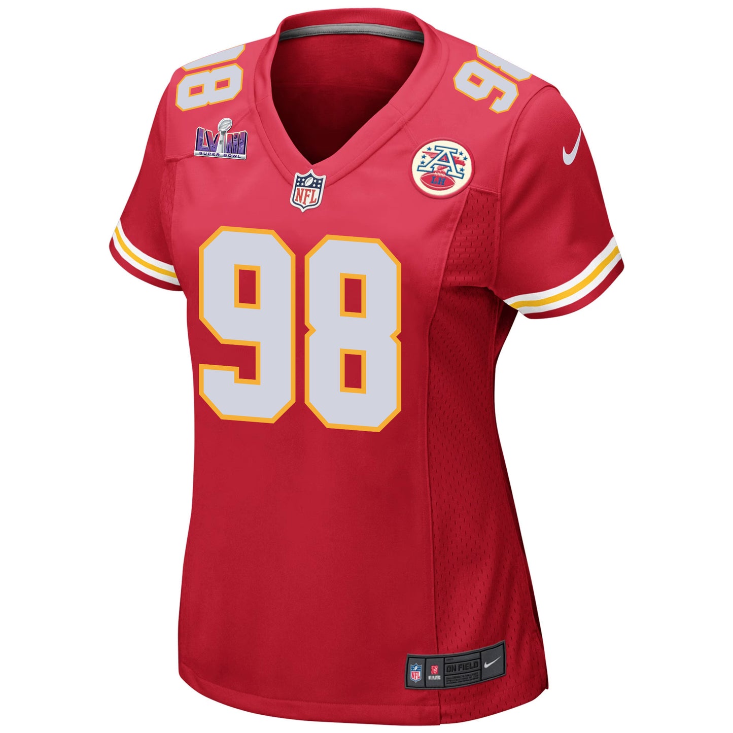 Tershawn Wharton 98 Kansas City Chiefs Super Bowl LVIII Patch Game Jersey – Red JS3314