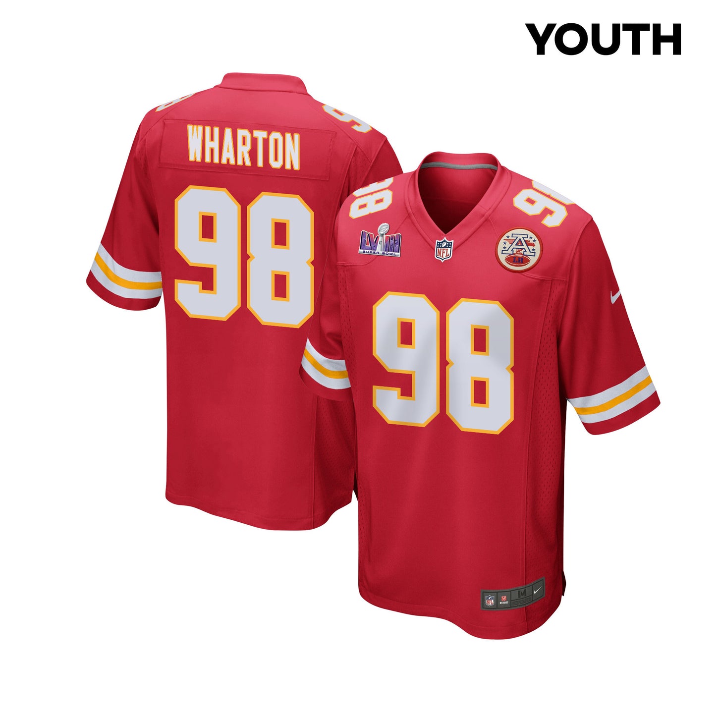 Tershawn Wharton 98 Kansas City Chiefs Super Bowl LVIII Patch Game Jersey – Red JS7887
