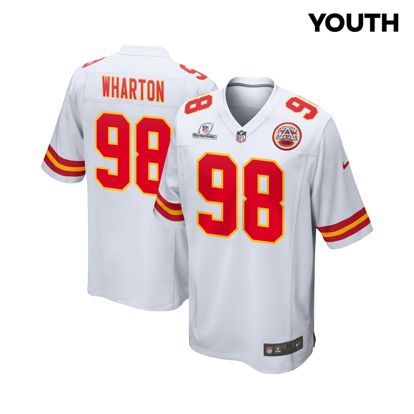 Tershawn Wharton 98 Kansas City Chiefs Super Bowl LVIII Patch Game Jersey – White JS4720