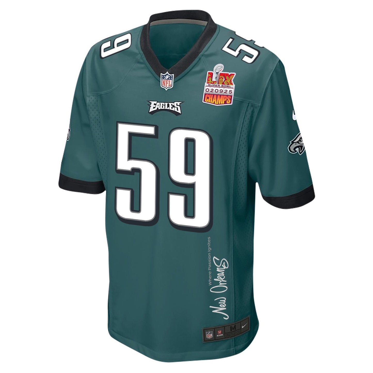Thomas Booker IV 59 Philadelphia Eagles Super Bowl LIX Champions Patch 'New Orleans Jersey