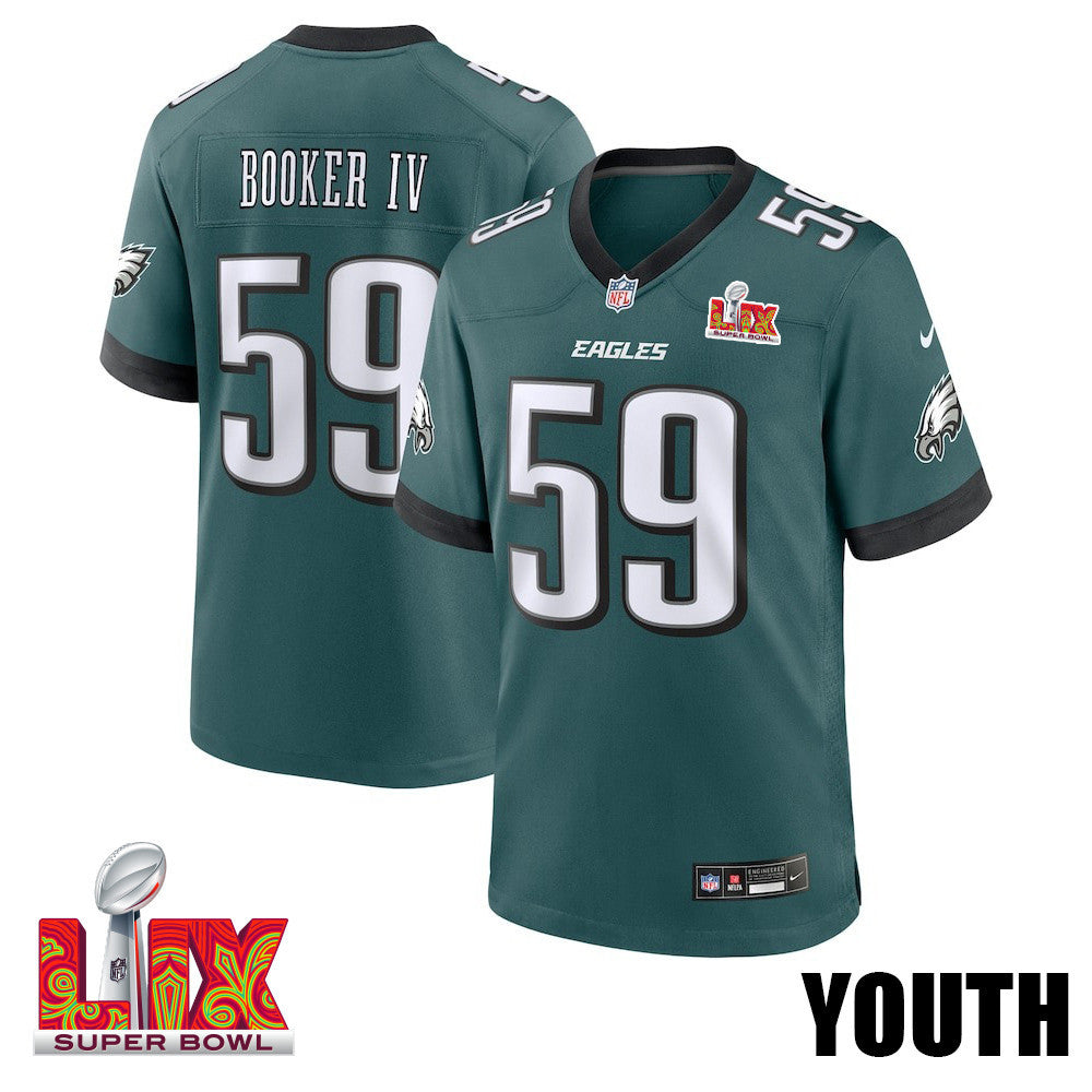 Thomas Booker IV #59 Philadelphia Eagles Super Bowl LIX Jersey – Midnight Green JS2309