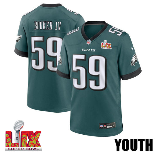 Thomas Booker IV #59 Philadelphia Eagles Super Bowl LIX Jersey – Midnight Green JS2309