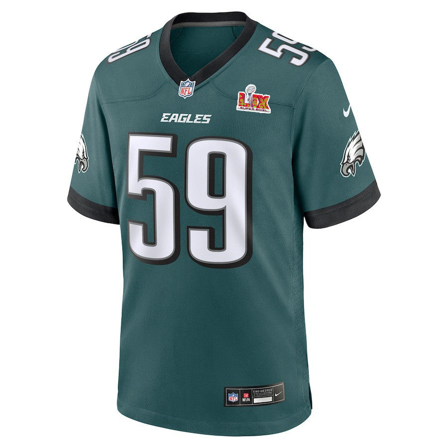 Thomas Booker IV #59 Philadelphia Eagles Super Bowl LIX Jersey – Midnight Green JS2309