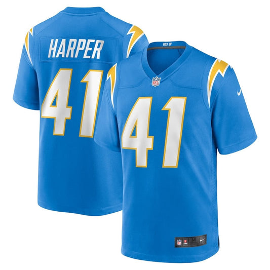 Thomas Harper 41 Los Angeles Chargers Team Game Jersey – Powder Blue JS8288