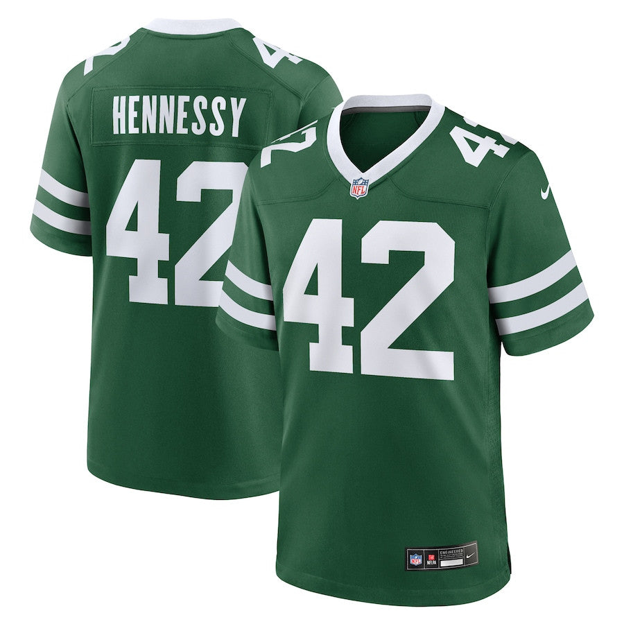 Thomas Hennessy 42 New York Jets Team Game Jersey – Legacy Green JS8673