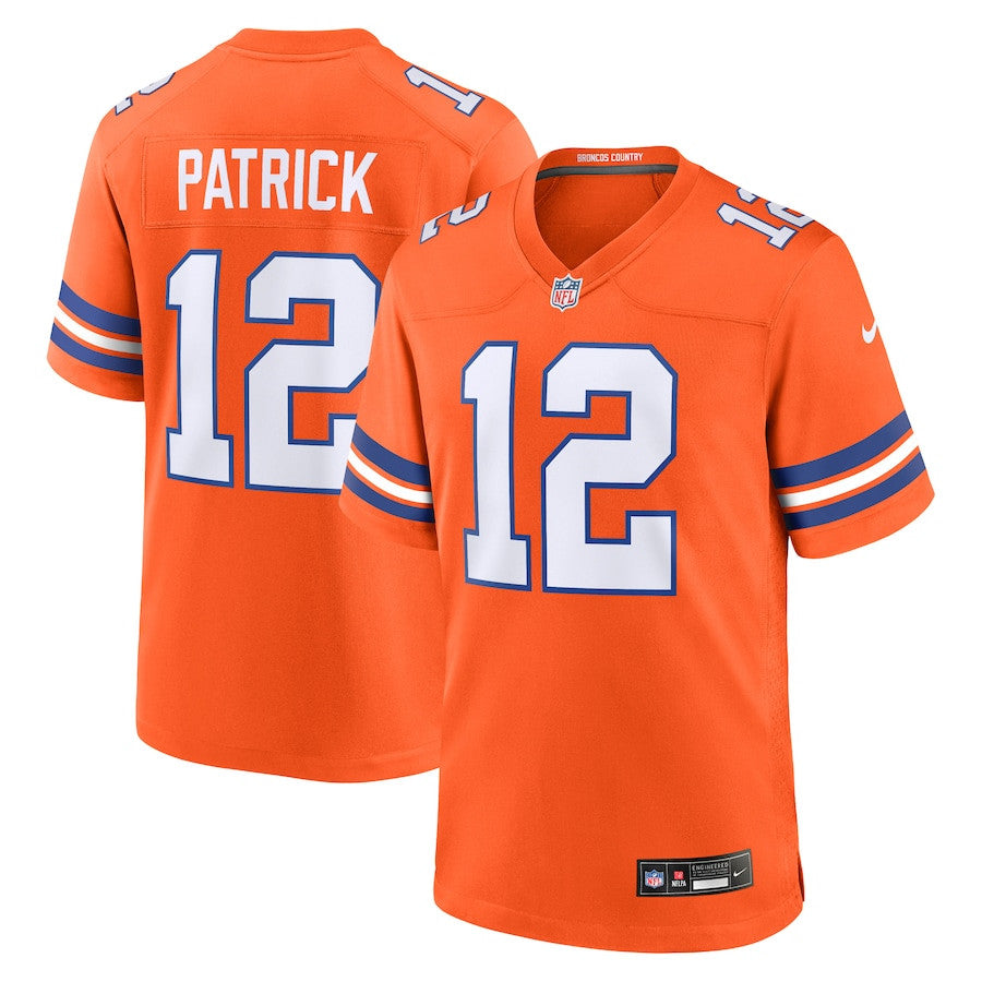 Tim Patrick 12 Denver Broncos Mile High Collection 1977 Throwback Player Game Jersey – Orange JS2909