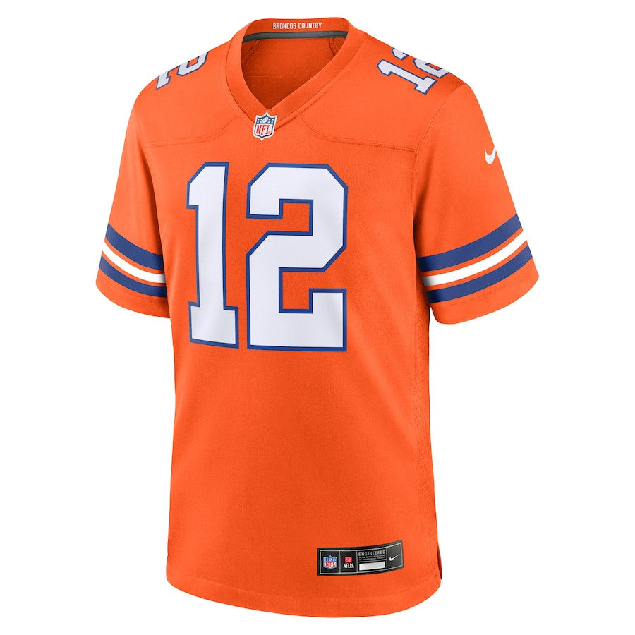 Tim Patrick 12 Denver Broncos Mile High Collection 1977 Throwback Player Game Jersey – Orange JS2909