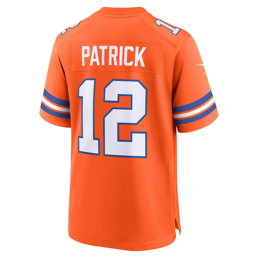 Tim Patrick 12 Denver Broncos Mile High Collection 1977 Throwback Player Game Jersey – Orange JS2909