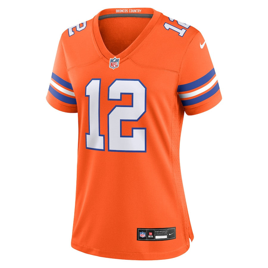 Tim Patrick 12 Denver Broncos Mile High Collection 1977 Throwback Player Game Jersey – Orange JS3996