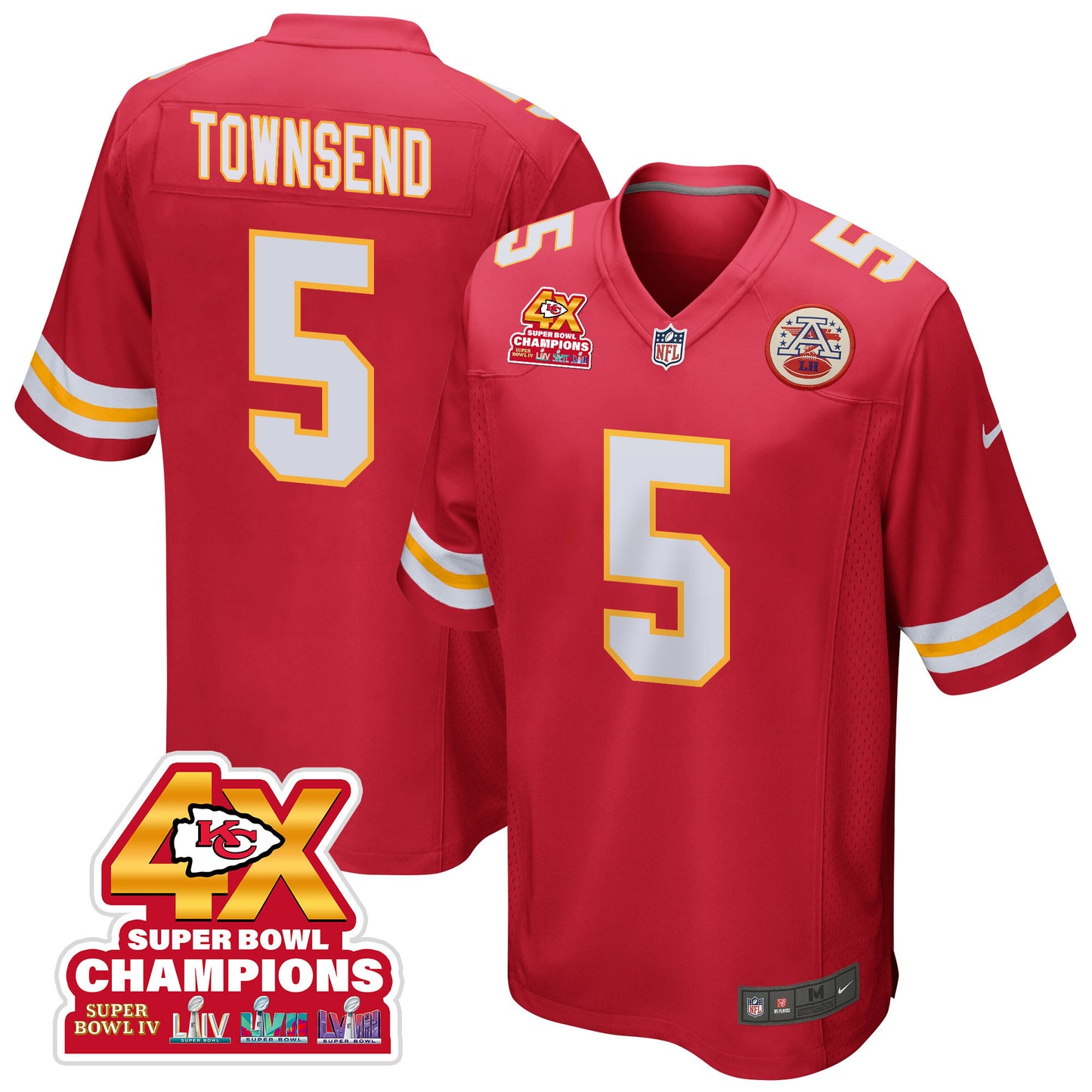 Tommy Townsend 5 Kansas City Chiefs Super Bowl LVIII Champions 4X Game Jersey – Red JS6575