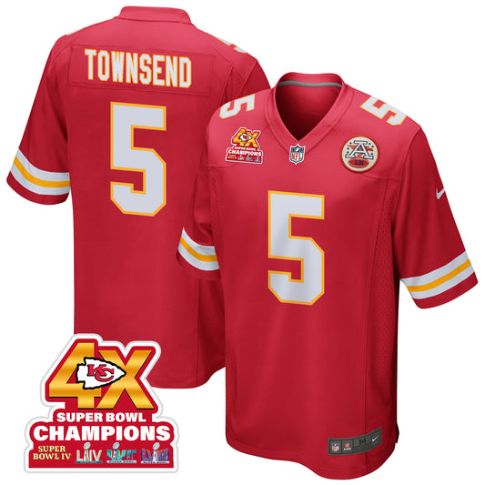 Tommy Townsend 5 Kansas City Chiefs Super Bowl LVIII Champions 4X Game Jersey – Red JS6575