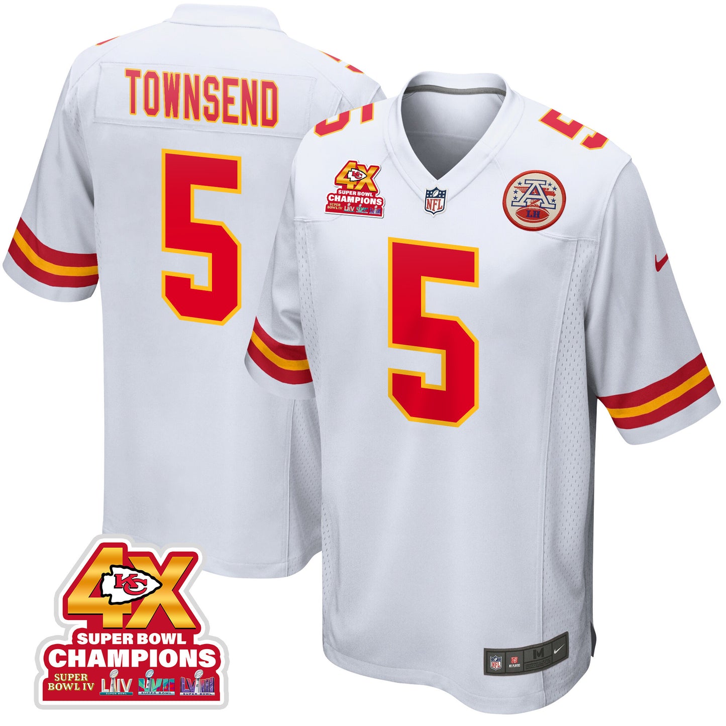 Tommy Townsend 5 Kansas City Chiefs Super Bowl LVIII Champions 4X Game Jersey – White JS3298