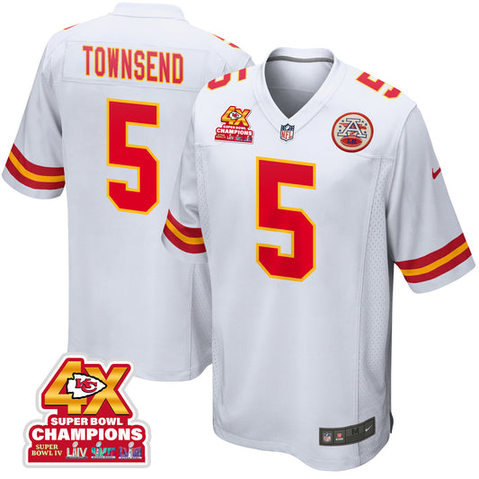 Tommy Townsend 5 Kansas City Chiefs Super Bowl LVIII Champions 4X Game Jersey – White JS3298