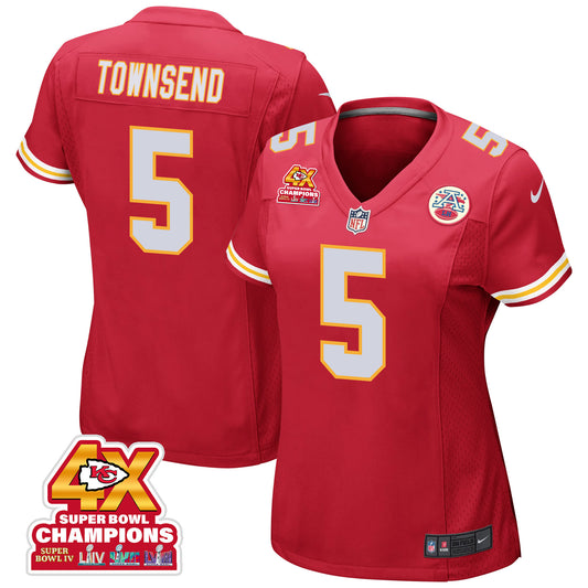 Tommy Townsend 5 Kansas City Chiefs Super Bowl LVIII Champions 4X Game Jersey – Red JS8764